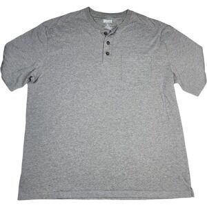 Duluth Trading Co. Longtail Henley T Shirt 2XL Gray Short Sleeve Pocket Button